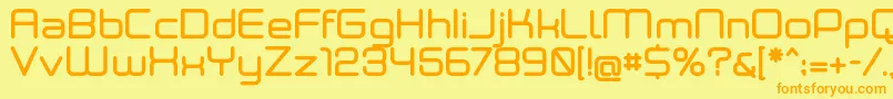 Neogreymedium-fontti – oranssit fontit keltaisella taustalla