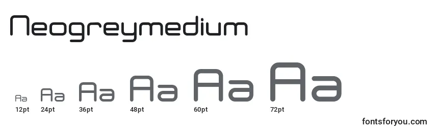 Размеры шрифта Neogreymedium