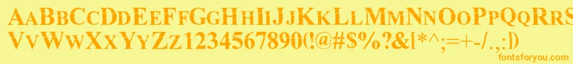 Mkda-Schriftart – Orangefarbene Schriften auf gelbem Hintergrund