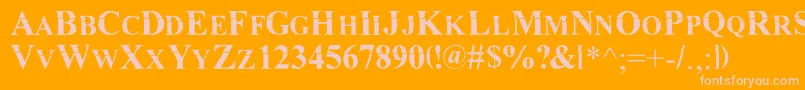 Mkda-Schriftart – Rosa Schriften auf orangefarbenem Hintergrund