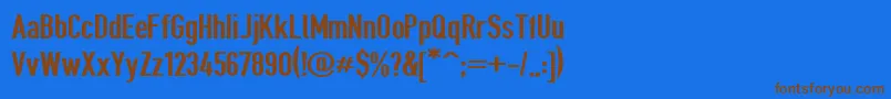 フォントGiveahootbd – 茶色の文字が青い背景にあります。