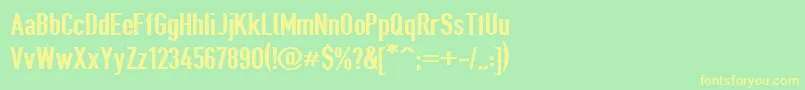 フォントGiveahootbd – 黄色の文字が緑の背景にあります