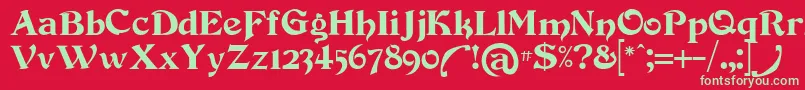 フォントDevinne – 赤い背景に緑の文字