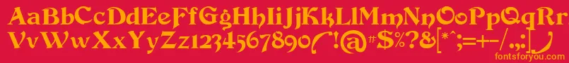 フォントDevinne – 赤い背景にオレンジの文字