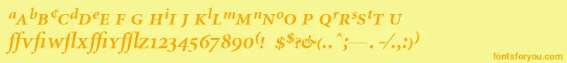 MinionExpertSemiboldItalic Font – Orange Fonts on Yellow Background