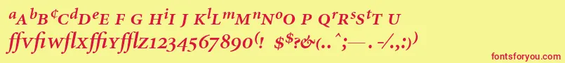 MinionExpertSemiboldItalic-Schriftart – Rote Schriften auf gelbem Hintergrund