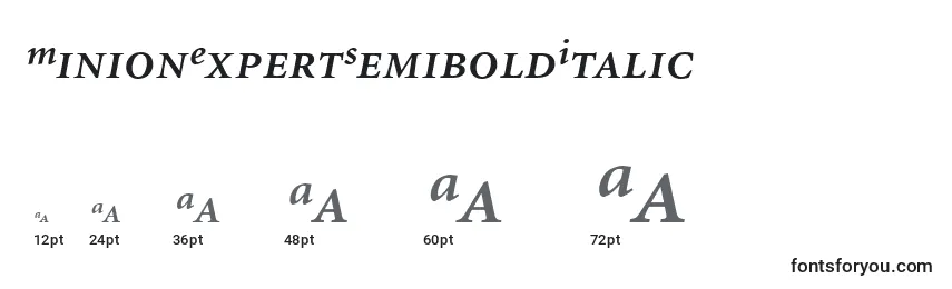 Размеры шрифта MinionExpertSemiboldItalic