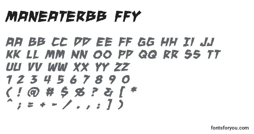 Czcionka Maneaterbb ffy – alfabet, cyfry, specjalne znaki