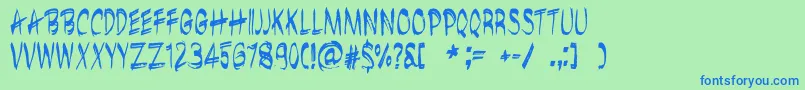 BrushshopRegular Font – Blue Fonts on Green Background