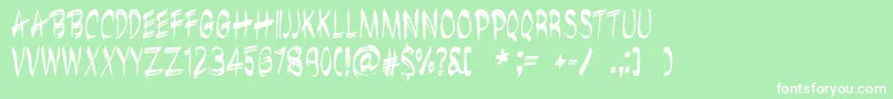 フォントBrushshopRegular – 緑の背景に白い文字