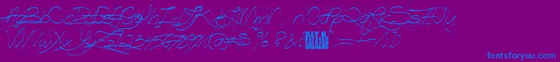 フォントTurnBackTime – 紫色の背景に青い文字