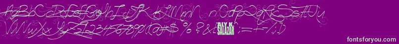 TurnBackTime-Schriftart – Grüne Schriften auf violettem Hintergrund