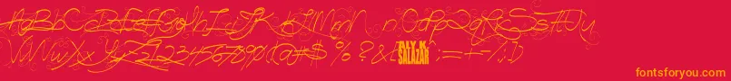 TurnBackTime-Schriftart – Orangefarbene Schriften auf rotem Hintergrund