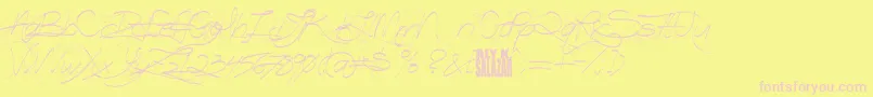 TurnBackTime-Schriftart – Rosa Schriften auf gelbem Hintergrund