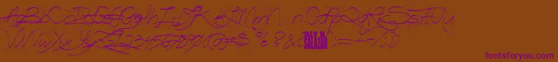 フォントTurnBackTime – 紫色のフォント、茶色の背景