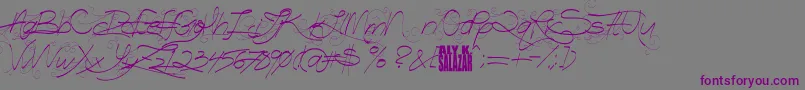 TurnBackTime-fontti – violetit fontit harmaalla taustalla