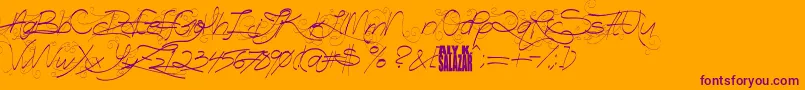 TurnBackTime-fontti – violetit fontit oranssilla taustalla