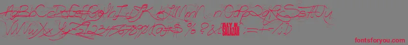 フォントTurnBackTime – 赤い文字の灰色の背景