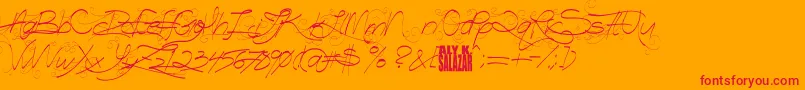 フォントTurnBackTime – オレンジの背景に赤い文字