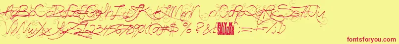 fuente TurnBackTime – Fuentes Rojas Sobre Fondo Amarillo