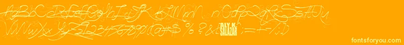 TurnBackTime-fontti – keltaiset fontit oranssilla taustalla