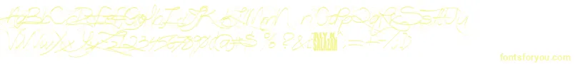 TurnBackTime-Schriftart – Gelbe Schriften auf weißem Hintergrund