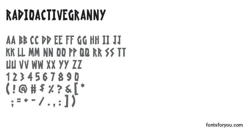 A fonte RadioactiveGranny – alfabeto, números, caracteres especiais