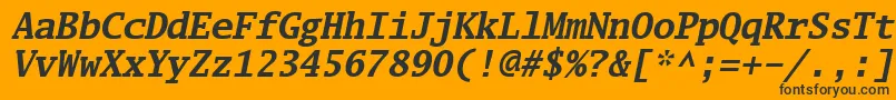 Luximbi-Schriftart – Schwarze Schriften auf orangefarbenem Hintergrund