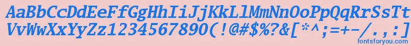 Luximbi Font – Blue Fonts on Pink Background