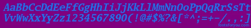 フォントLuximbi – 紫色の背景に青い文字
