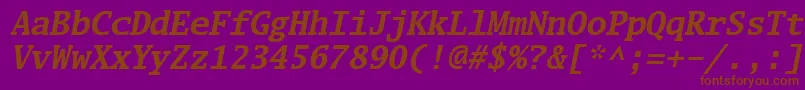 Luximbi-Schriftart – Braune Schriften auf violettem Hintergrund