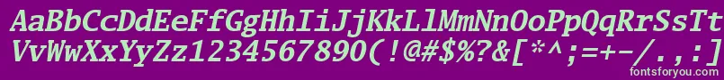 Luximbi-fontti – vihreät fontit violetilla taustalla