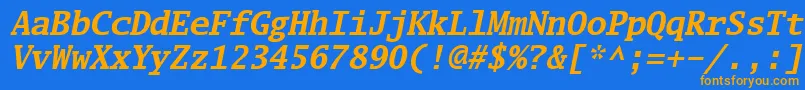 Luximbi Font – Orange Fonts on Blue Background