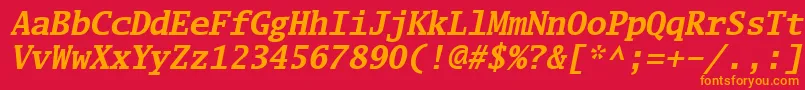 フォントLuximbi – 赤い背景にオレンジの文字