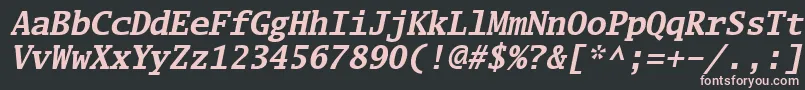 Luximbi-fontti – vaaleanpunaiset fontit mustalla taustalla