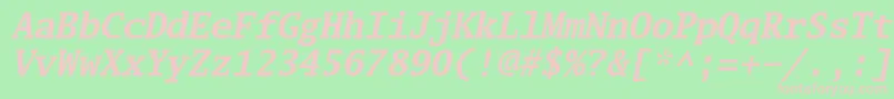 Luximbi-fontti – vaaleanpunaiset fontit vihreällä taustalla