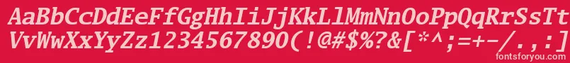Luximbi-Schriftart – Rosa Schriften auf rotem Hintergrund
