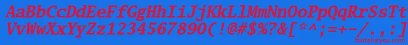 Luximbi Font – Red Fonts on Blue Background