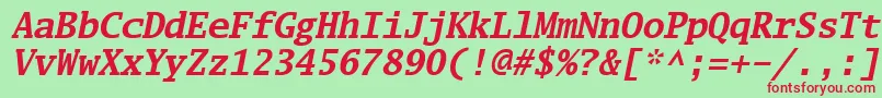 Luximbi-fontti – punaiset fontit vihreällä taustalla