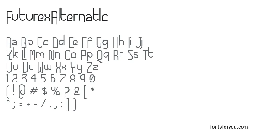 Czcionka FuturexAlternatlc – alfabet, cyfry, specjalne znaki