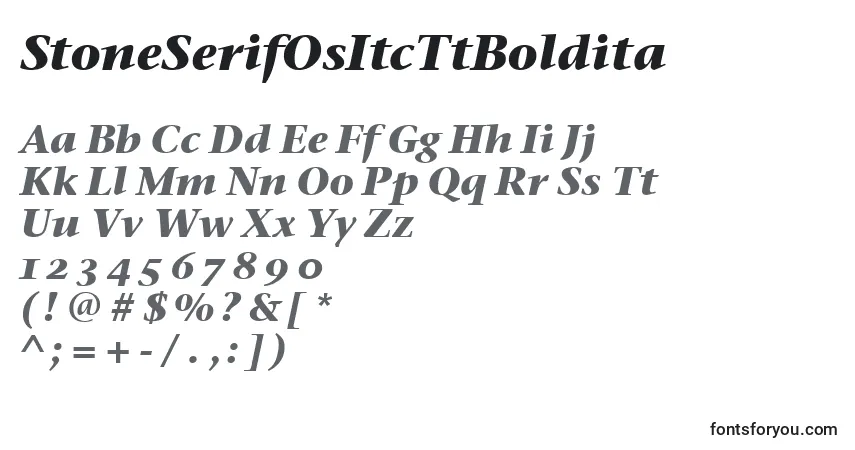 Fuente StoneSerifOsItcTtBoldita - alfabeto, números, caracteres especiales