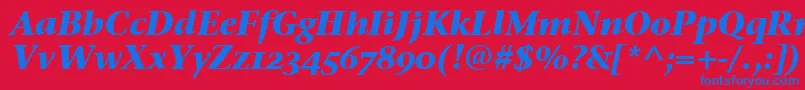 フォントStoneSerifOsItcTtBoldita – 赤い背景に青い文字
