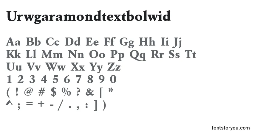 Czcionka Urwgaramondtextbolwid – alfabet, cyfry, specjalne znaki