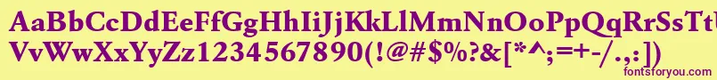 Urwgaramondtextbolwid Font – Purple Fonts on Yellow Background