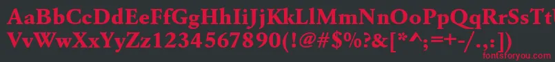 フォントUrwgaramondtextbolwid – 黒い背景に赤い文字