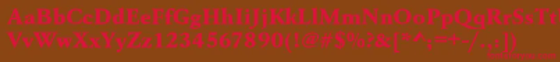 フォントUrwgaramondtextbolwid – 赤い文字が茶色の背景にあります。