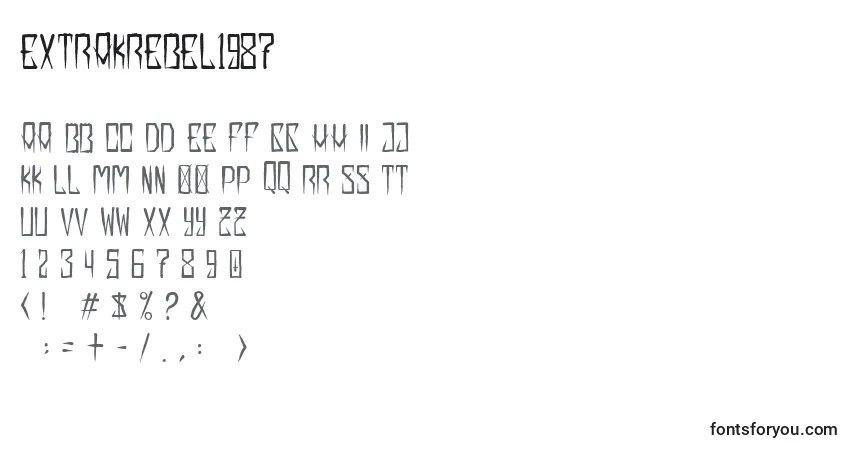 Шрифт Extrakrebel1987 – алфавит, цифры, специальные символы
