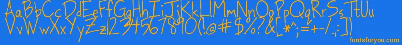 Dancingintheminefields Font – Orange Fonts on Blue Background
