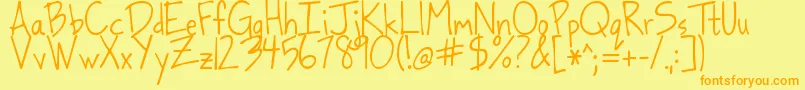 Dancingintheminefields Font – Orange Fonts on Yellow Background