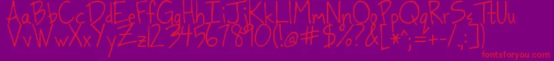Dancingintheminefields Font – Red Fonts on Purple Background